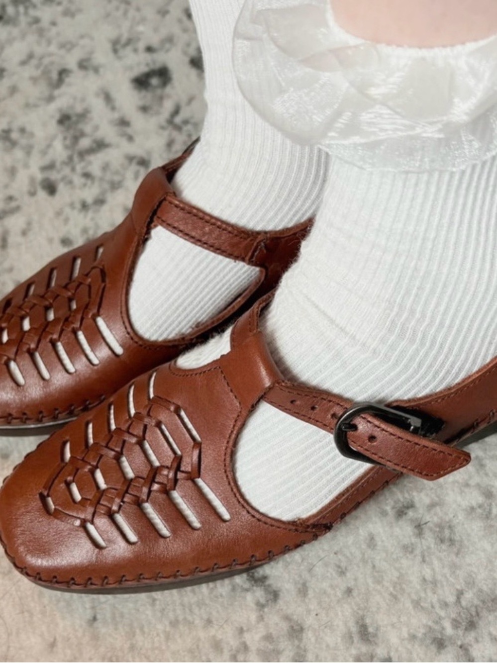 Leather Mary Jane Flats brown vintage